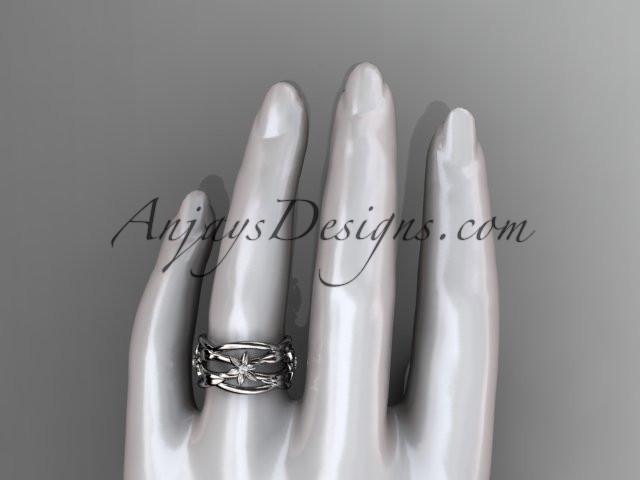 14kt white gold leaf and vine, flower wedding ring,wedding band ADLR352B - AnjaysDesigns
