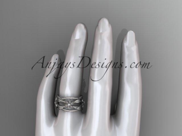 14kt white gold matte finish leaf and vine, flower wedding ring,wedding band ADLR352B - AnjaysDesigns