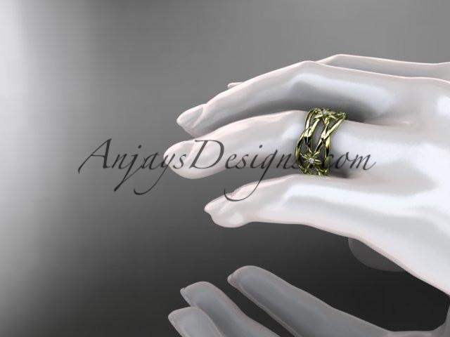 14kt yellow gold leaf and vine, flower wedding ring,wedding band ADLR352B - AnjaysDesigns