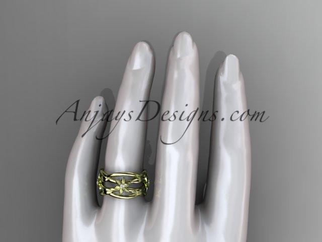 14kt yellow gold leaf and vine, flower wedding ring,wedding band ADLR352B - AnjaysDesigns