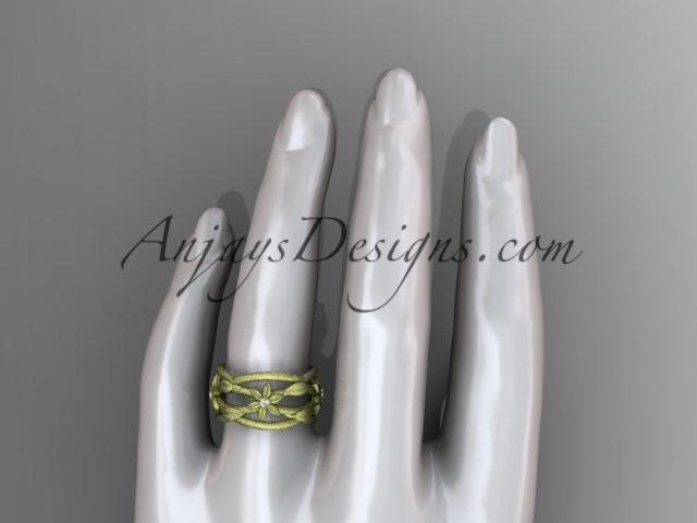 14kt yellow gold matte finish leaf and vine, flower wedding ring,wedding band ADLR352B - AnjaysDesigns