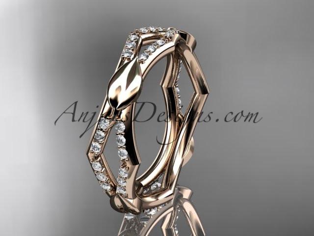 14k rose gold diamond leaf and vine wedding band,engagement ring ADLR353B - AnjaysDesigns, Diamond Wedding Bands - Jewelry, Anjays Designs - AnjaysDesigns, AnjaysDesigns - AnjaysDesigns.co, 
