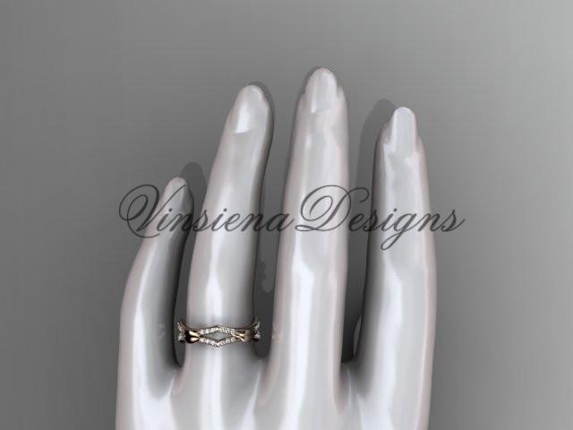 14k rose gold diamond leaf and vine wedding ring, engagement ring ADLR353B