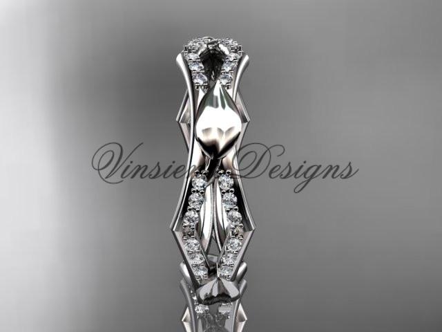 Platinum diamond leaf and vine wedding ring, engagement ring ADLR353B