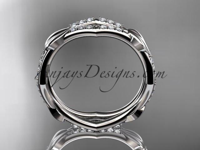 14k white gold diamond leaf and vine wedding band,engagement ring ADLR353B - AnjaysDesigns