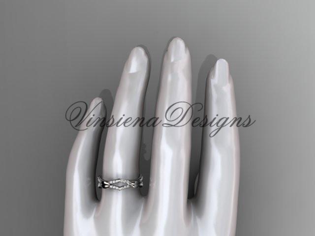14k white gold diamond leaf and vine wedding ring, engagement ring ADLR353B
