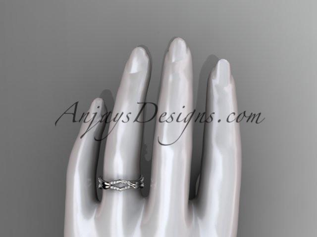 14k white gold diamond leaf and vine wedding band,engagement ring ADLR353B - AnjaysDesigns