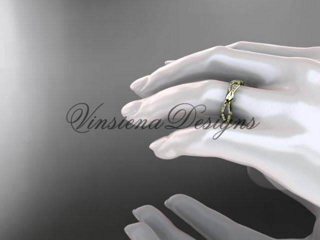 14k yellow gold diamond leaf and vine wedding ring, engagement ring ADLR353B