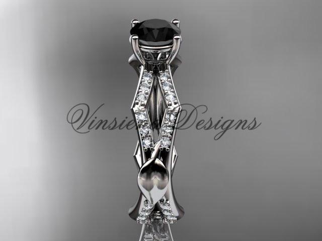 14kt white gold diamond engagement ring, Enhanced Black Diamond ADLR353