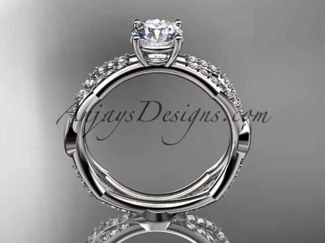 14k white gold diamond leaf and vine wedding ring,engagement ring with a "Forever One" Moissanite center stone ADLR353 - AnjaysDesigns