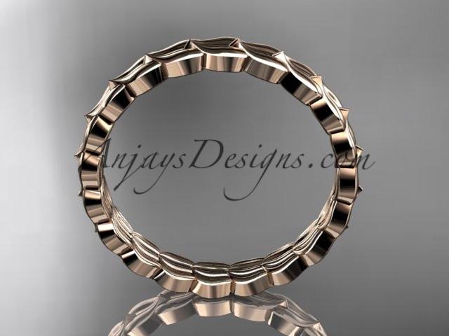 14kt rose gold diamond leaf wedding ring, engagement ring, wedding band. ADLR35B - AnjaysDesigns