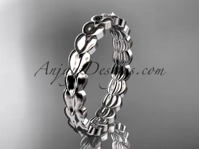 14kt white gold leaf wedding ring, engagement ring, wedding band ADLR35B - AnjaysDesigns