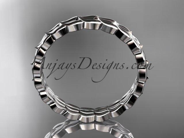 14kt white gold leaf wedding ring, engagement ring, wedding band ADLR35B - AnjaysDesigns