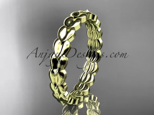 14kt yellow gold leaf wedding ring, engagement ring, wedding band ADLR35B - AnjaysDesigns
