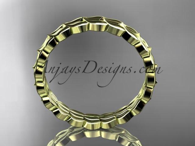 14kt yellow gold leaf wedding ring, engagement ring, wedding band ADLR35B - AnjaysDesigns