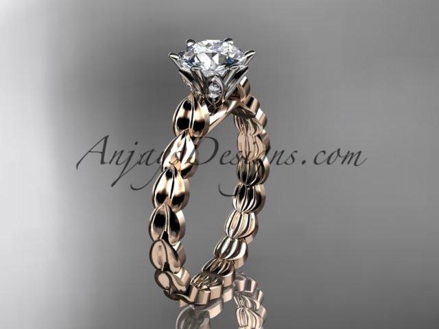 14k rose gold diamond vine and leaf wedding ring, engagement ring. ADLR35 - AnjaysDesigns