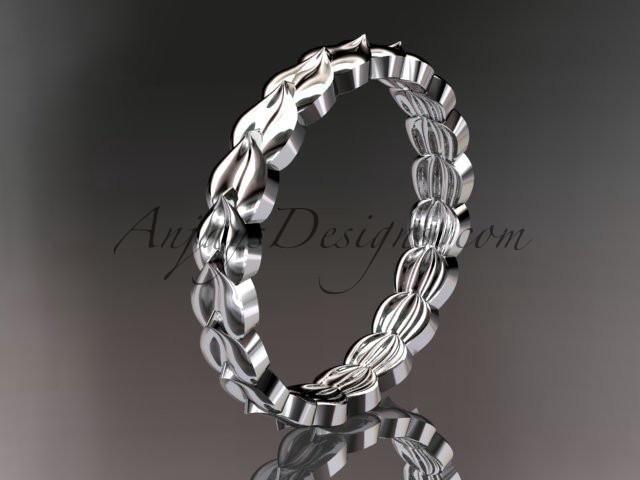 platinum leaf wedding ring, engagement ring, wedding band ADLR35B - AnjaysDesigns