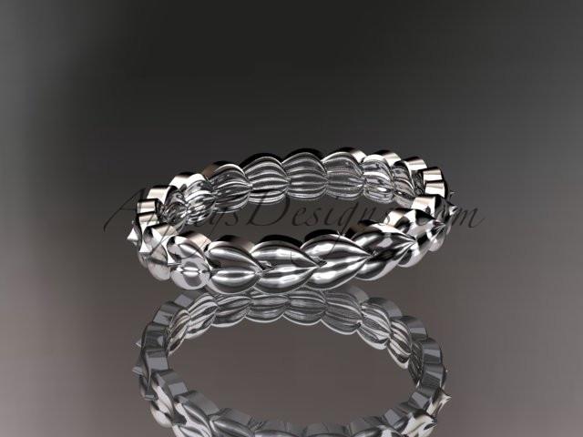 platinum leaf wedding ring, engagement ring, wedding band ADLR35B - AnjaysDesigns