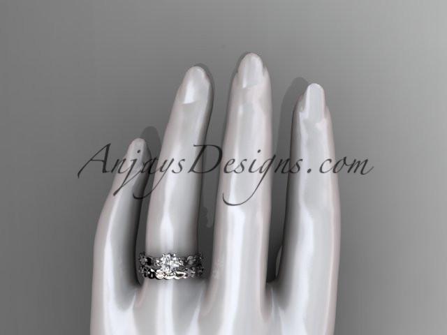 14k white gold diamond vine and leaf wedding ring, engagement set ADLR35S - AnjaysDesigns