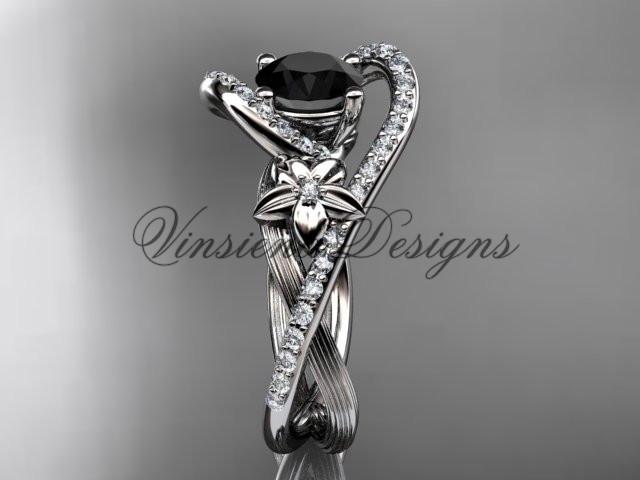 platinum  diamond unique engagement ring, Enhanced Black Diamond ADLR369P