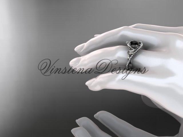 platinum  diamond unique engagement ring, Enhanced Black Diamond ADLR369P