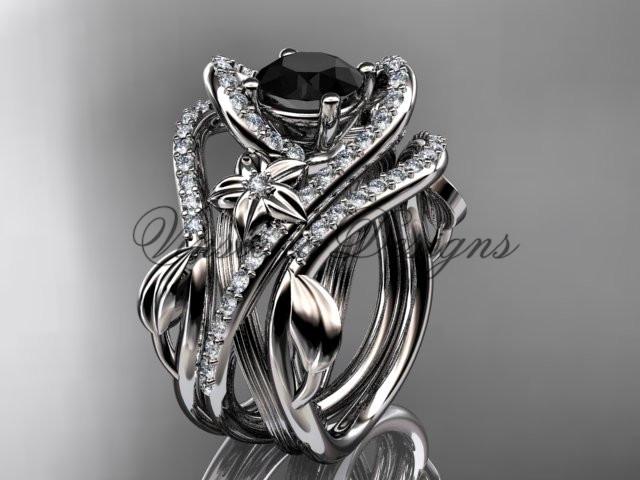 Platinum diamond engagement ring set, Enhanced Black Diamond ADLR369SP