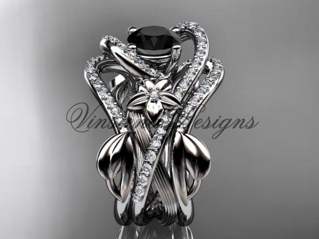 Platinum diamond engagement ring set, Enhanced Black Diamond ADLR369SP