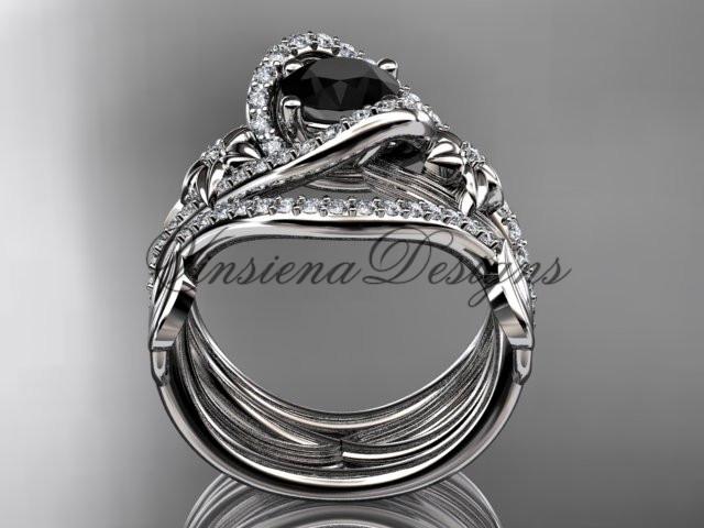 Platinum diamond engagement ring set, Enhanced Black Diamond ADLR369SP