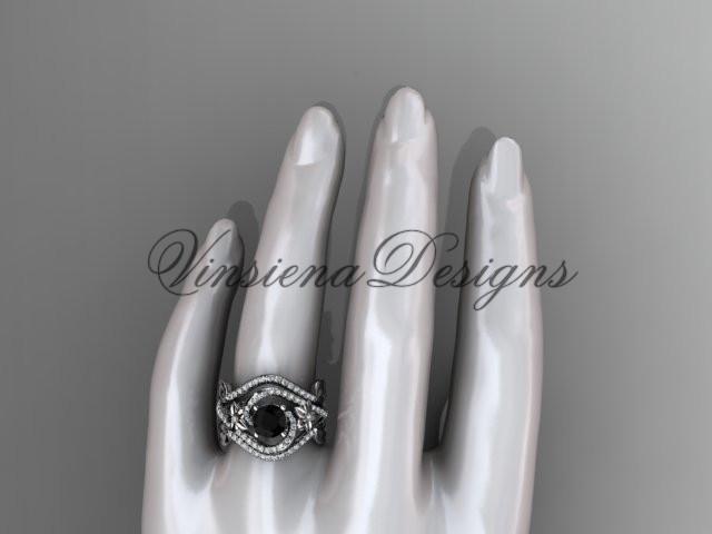 Platinum diamond engagement ring set, Enhanced Black Diamond ADLR369SP
