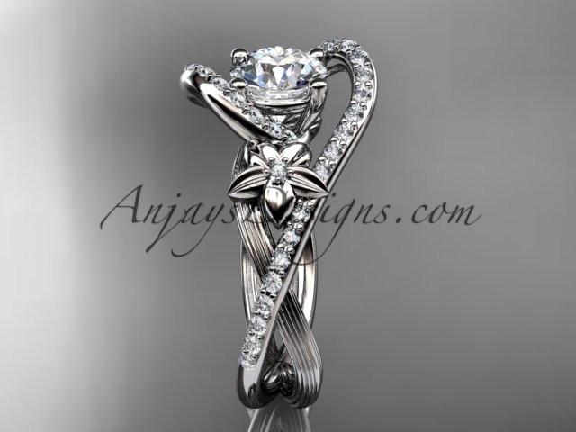 platinum leaf and flower diamond unique engagement ring, wedding ring ADLR369 - AnjaysDesigns