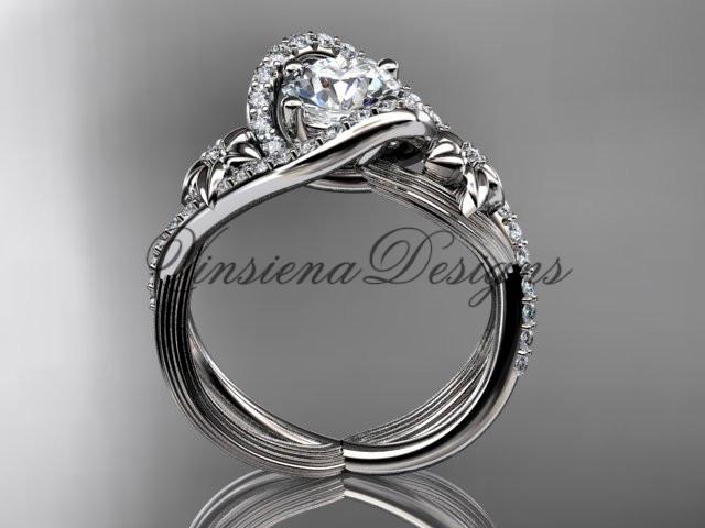 14k white gold diamond unique engagement ring, ADLR369