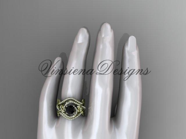 14k yellow gold diamond engagement ring set, Enhanced Black Diamond ADLR369S