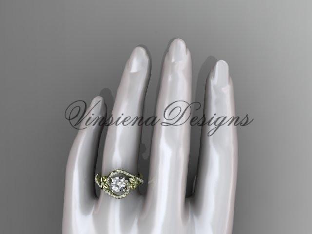 14k yellow gold diamond unique engagement ring, ADLR369