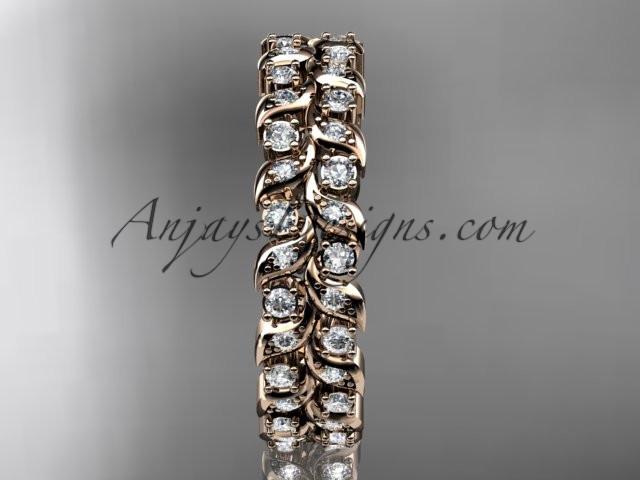 14k rose gold diamond vine and leaf wedding ring, engagement ring, wedding band ADLR36 - AnjaysDesigns