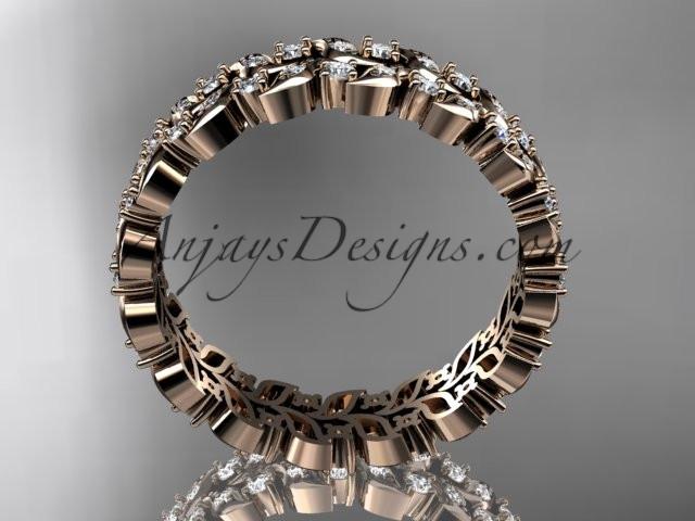 14k rose gold diamond vine and leaf wedding ring, engagement ring, wedding band ADLR36 - AnjaysDesigns