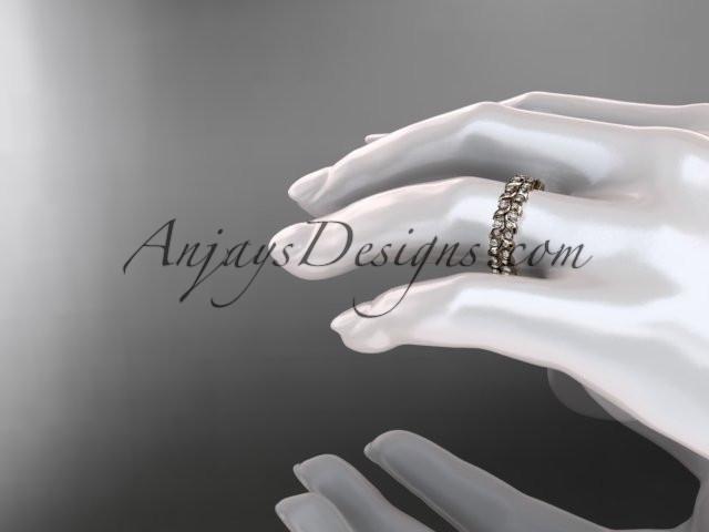 14k rose gold diamond vine and leaf wedding ring, engagement ring, wedding band ADLR36 - AnjaysDesigns