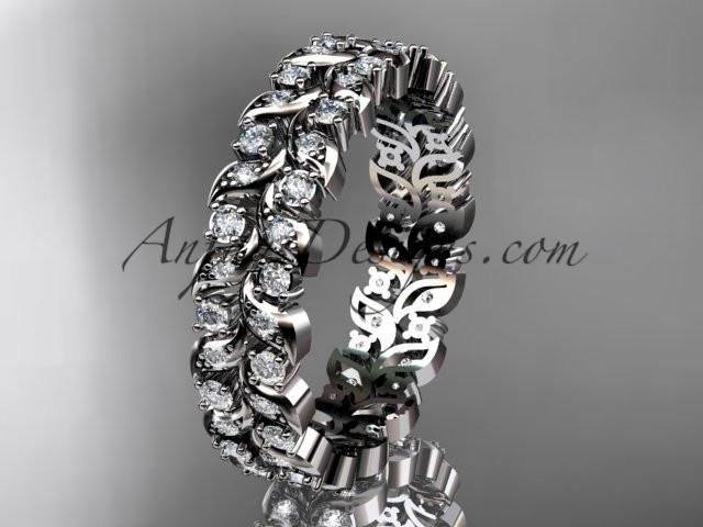 platinum diamond vine and leaf wedding ring, engagement ring, wedding band ADLR36 - AnjaysDesigns