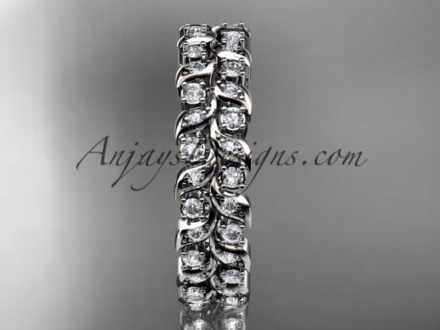 14k white gold diamond vine and leaf wedding ring, engagement ring, wedding band ADLR36 - AnjaysDesigns