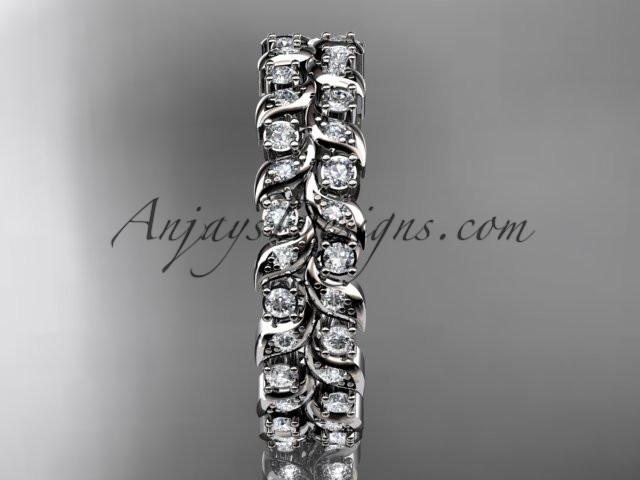 platinum diamond vine and leaf wedding ring, engagement ring, wedding band ADLR36 - AnjaysDesigns
