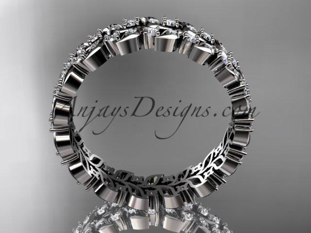 14k white gold diamond vine and leaf wedding ring, engagement ring, wedding band ADLR36 - AnjaysDesigns