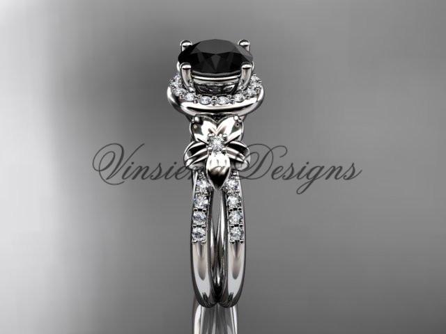 platinum diamond unique engagement ring Enhanced Black Diamond ADLR373P