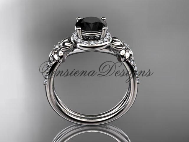 platinum diamond unique engagement ring Enhanced Black Diamond ADLR373P