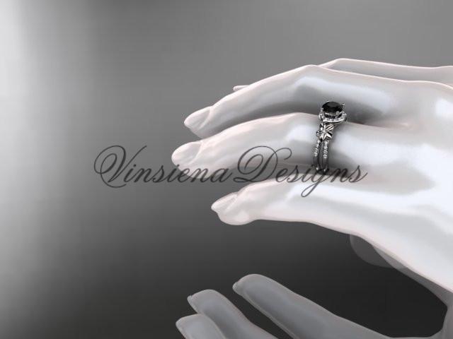 platinum diamond unique engagement ring Enhanced Black Diamond ADLR373P