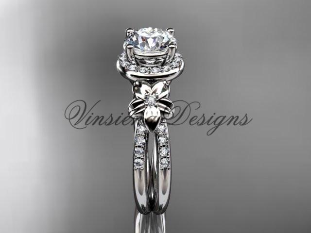 14k white gold  diamond unique engagement ring, wedding ring ADLR373