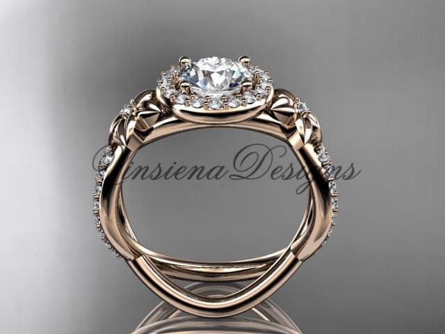 14k rose gold diamond unique engagement ring, wedding ring ADLR374