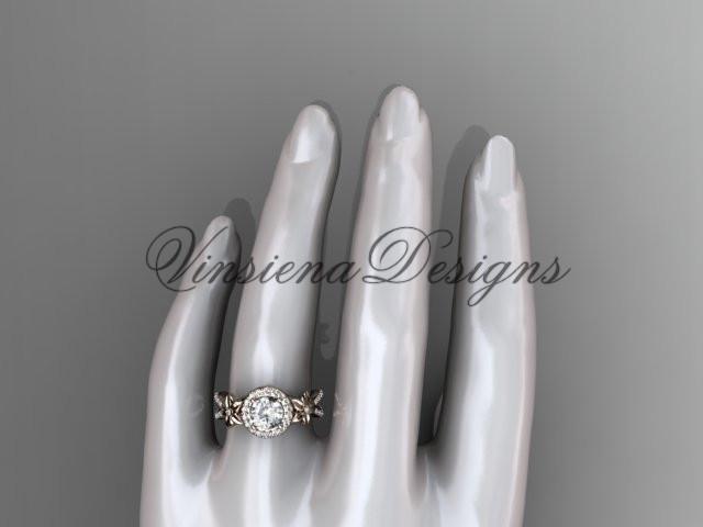 14k rose gold diamond unique engagement ring, wedding ring ADLR374