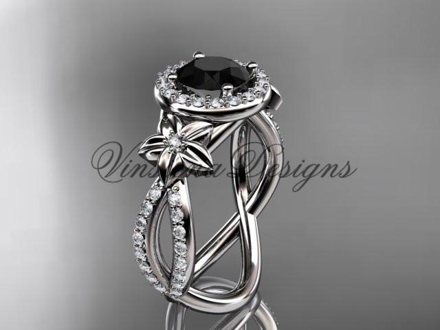 platinum diamond unique engagement ring, Enhanced Black Diamond ADLR374P