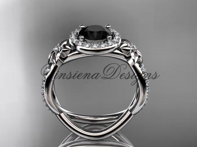 platinum diamond unique engagement ring, Enhanced Black Diamond ADLR374P