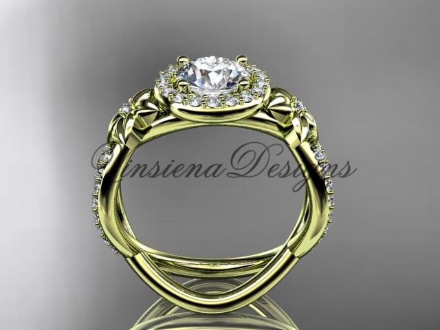 14k yellow gold diamond unique engagement ring, wedding ring ADLR374