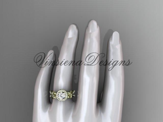 14k yellow gold diamond unique engagement ring, wedding ring ADLR374